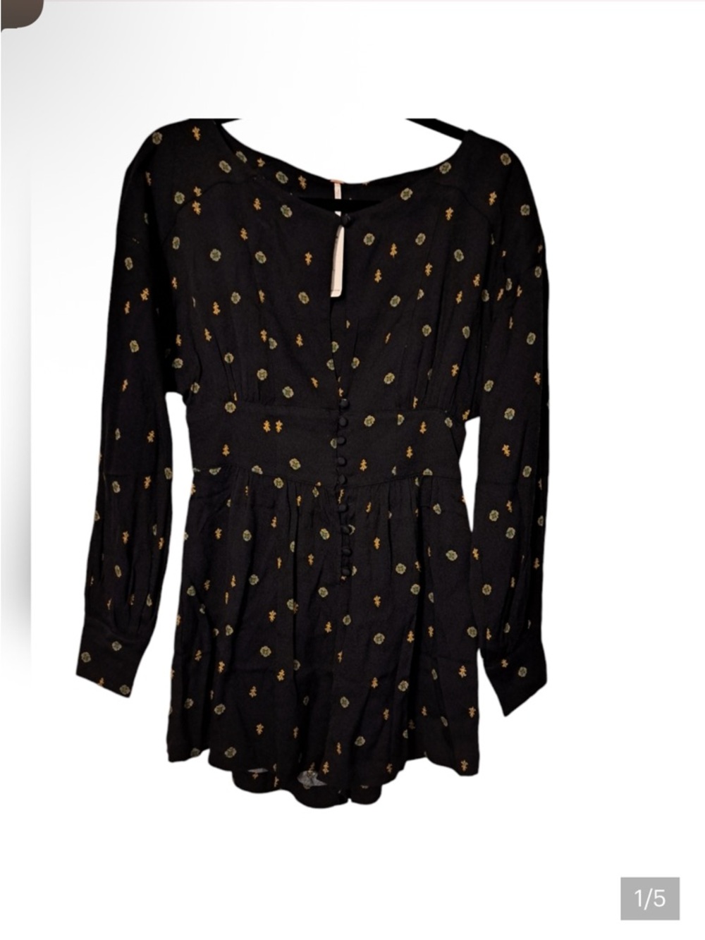 Free People Black Comb Printed Romper